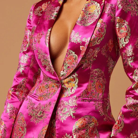 Fashion Nova Pink and Gold Floral Pantsuit - Picture 10 of 10